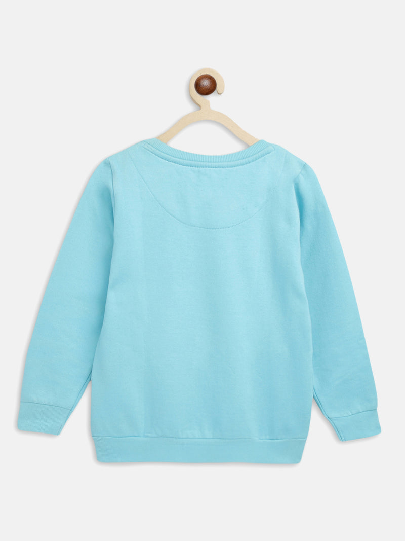 Boys Blue Printed Cotton Sweatshirt