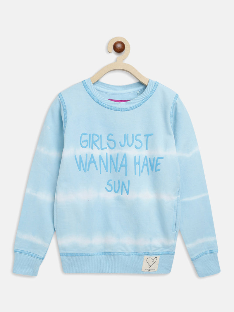 Girls Blue Poly Cotton Sweatshirt