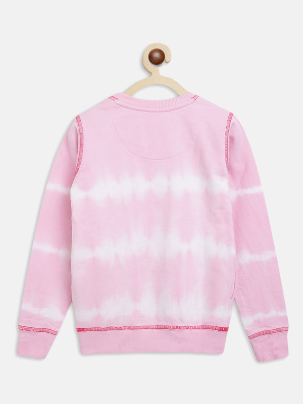 Girls Pink Printed Sweatshirt