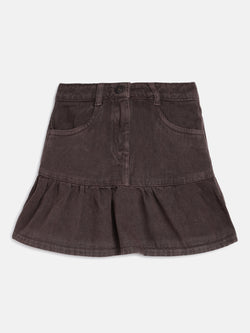Girls Brown Cotton Skirt