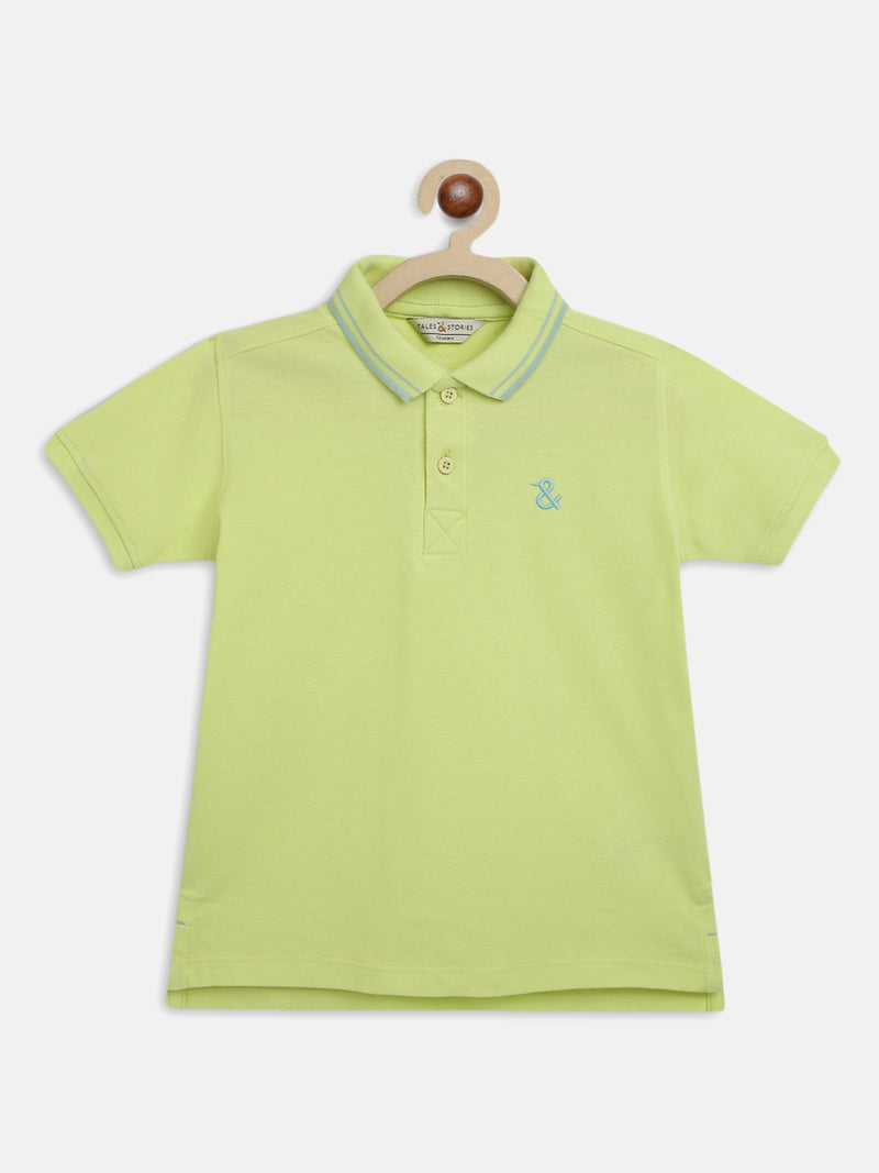 Boys Green Polo Cotton T-Shirt