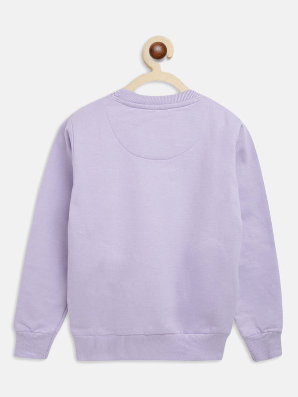 Girls Lilac Printed Sweatshirt