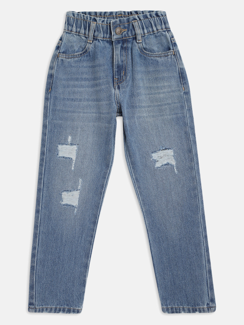 Girls Blue Distracted Denim Jeans
