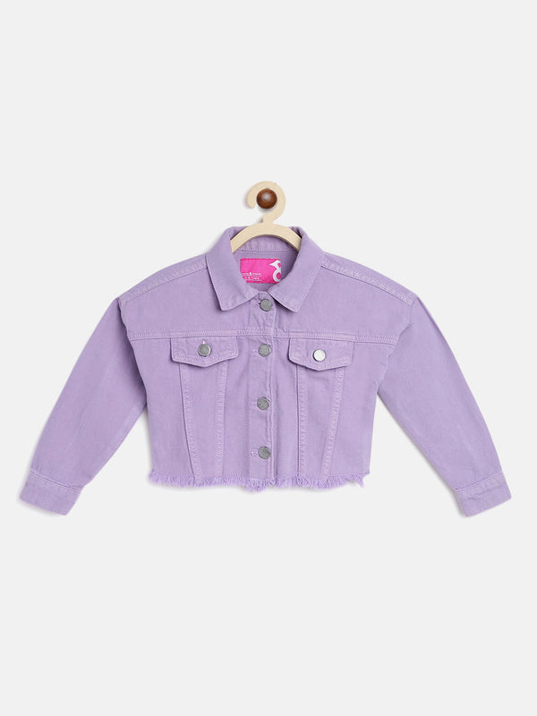 Girls Cotton Purple Jacket