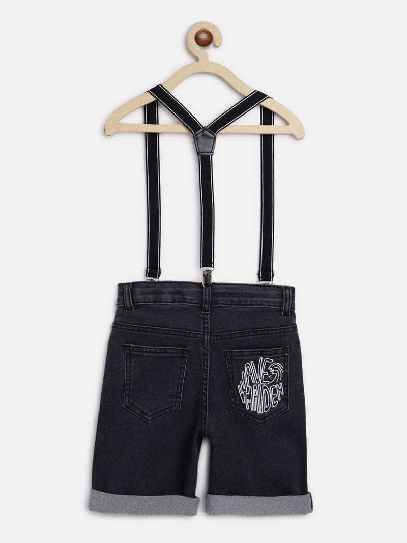 Boys Denim Shorts With Suspender
