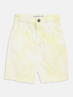 Girls Yellow Printed Shorts
