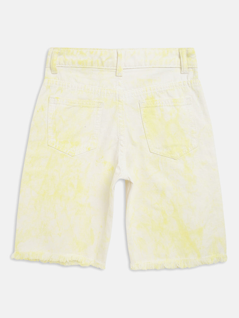 Girls Yellow Printed Shorts
