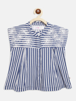 Girls Blue Striped Casual Top
