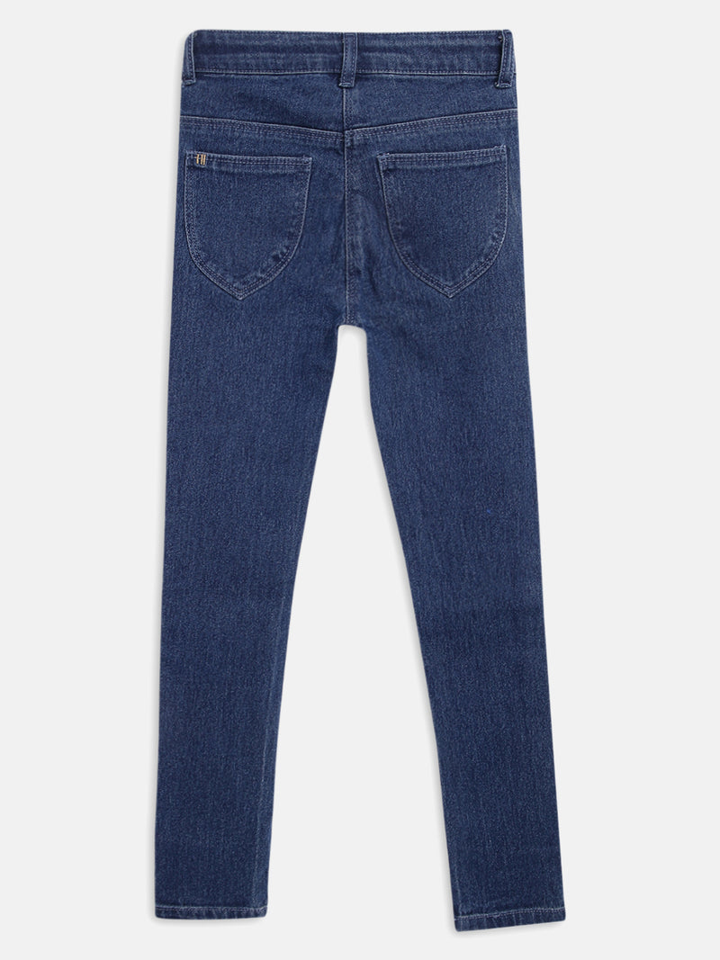 Girls Dark Blue Slim Fit Jeans