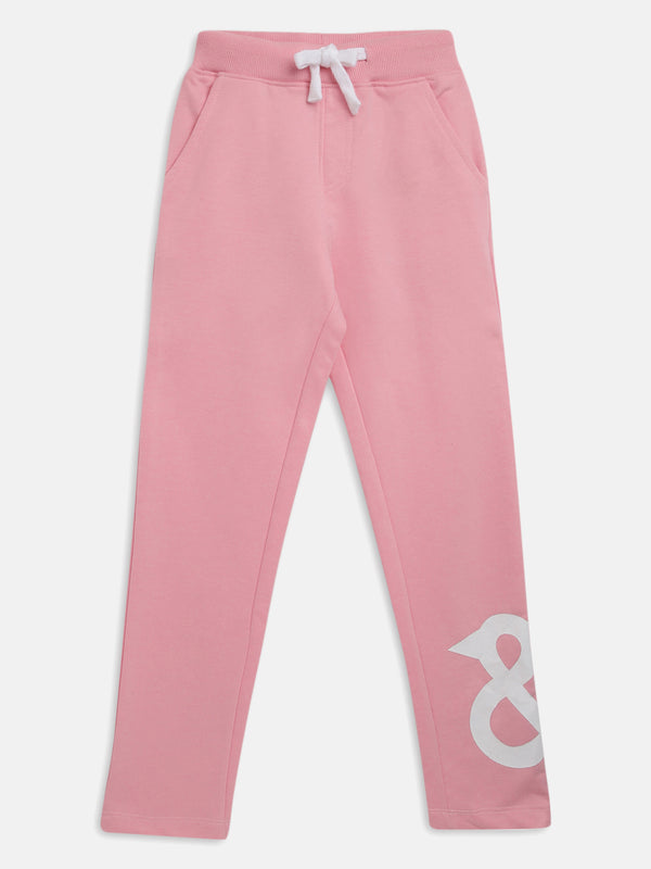 Girls Cotton Poly Pink Joggers
