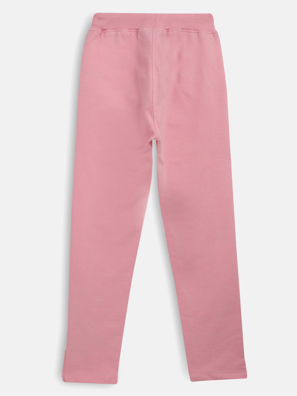 Girls Cotton Poly Pink Joggers