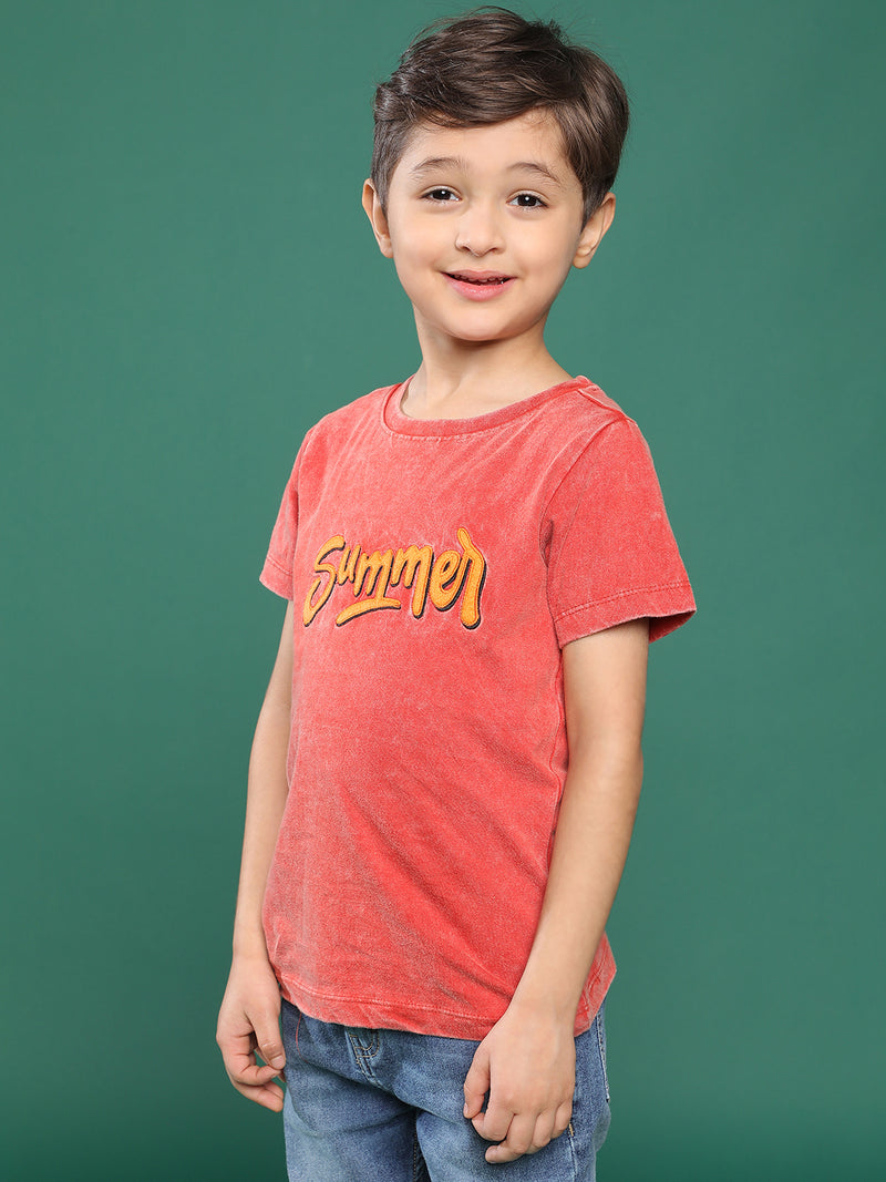 Boys Rust Embroidery Cotton T-shirt