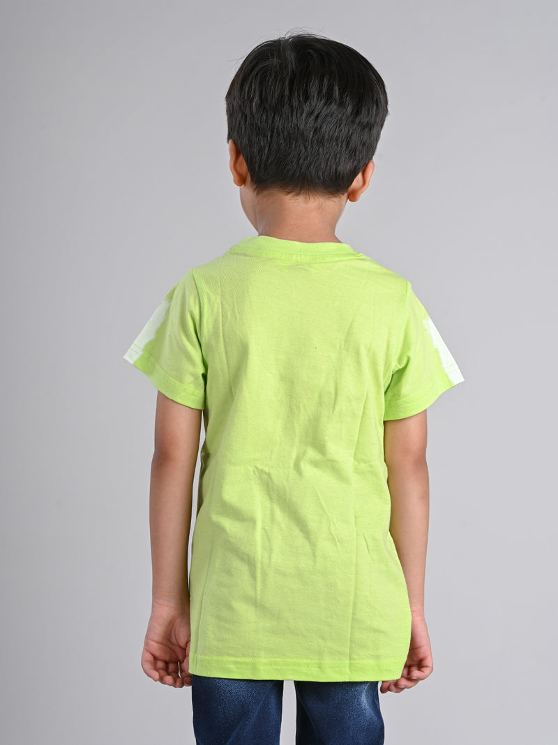 Boys Neon Green Printed T-shirt