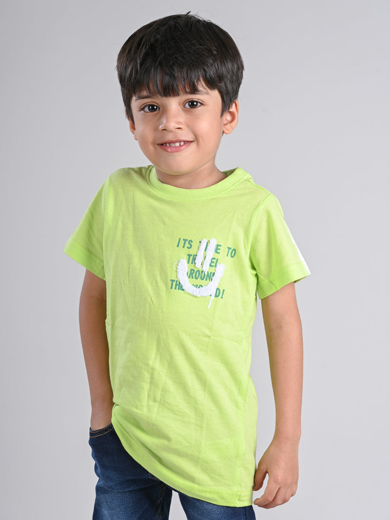 Boys Neon Green Printed T-shirt