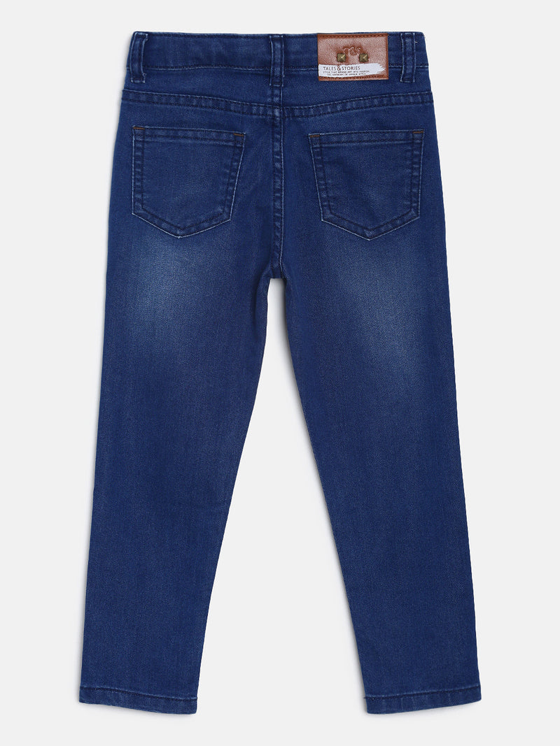 BOYS MID BLUE WHISKERED CASUAL JEANS