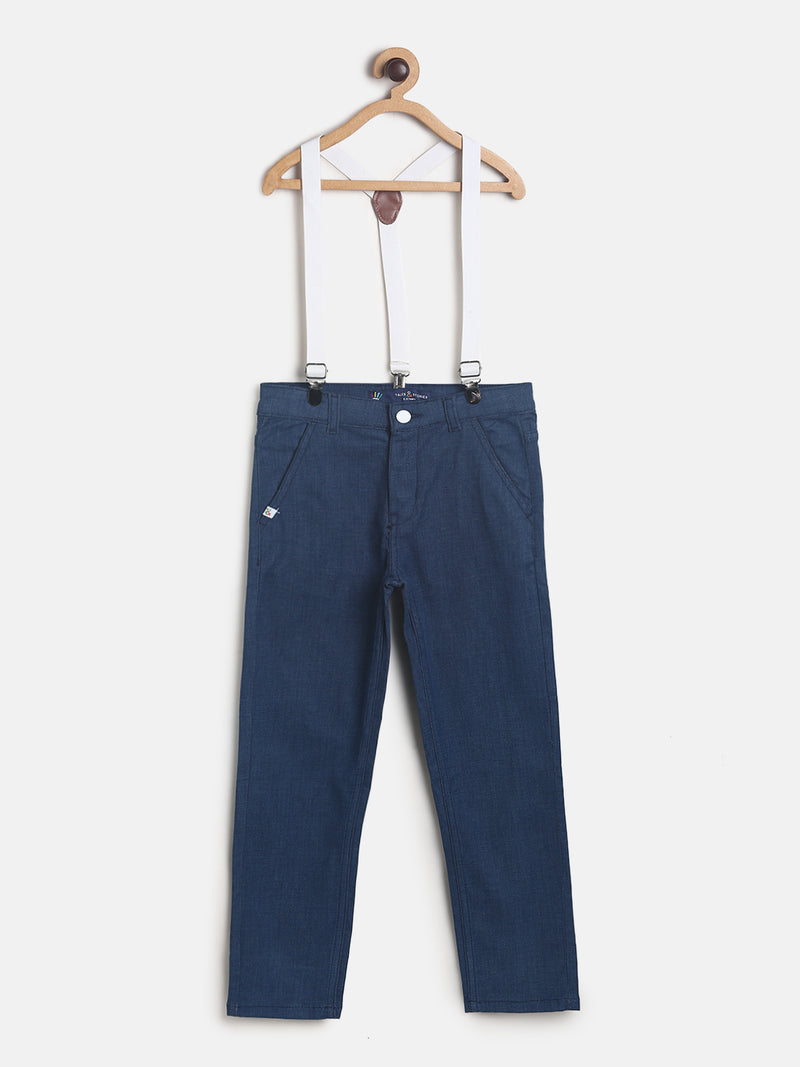 Boys Dark Blue Denim Jeans With Suspender