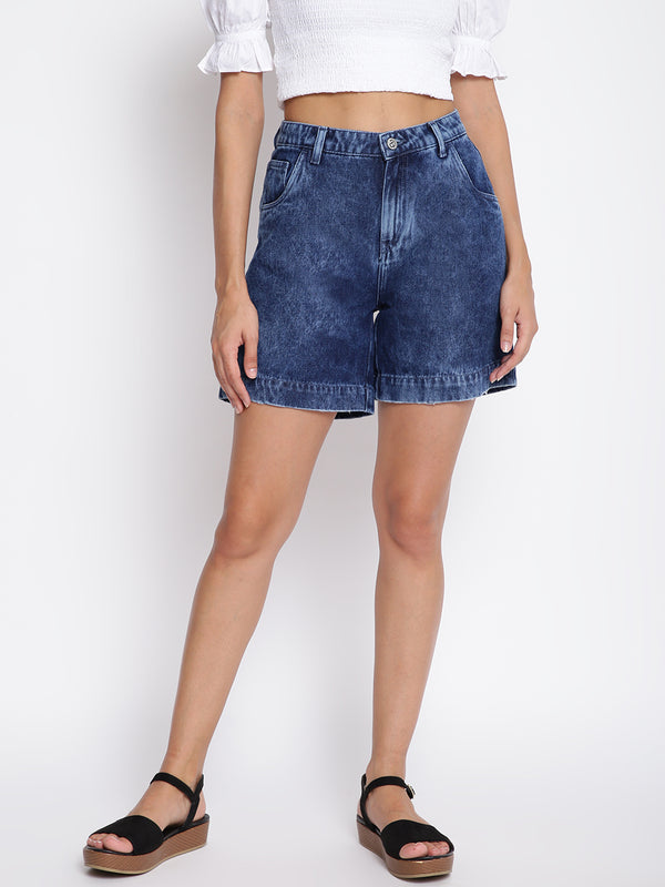 Women Blue Denim Shorts