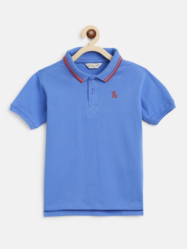 Boys Blue Polo Cotton T-Shirt