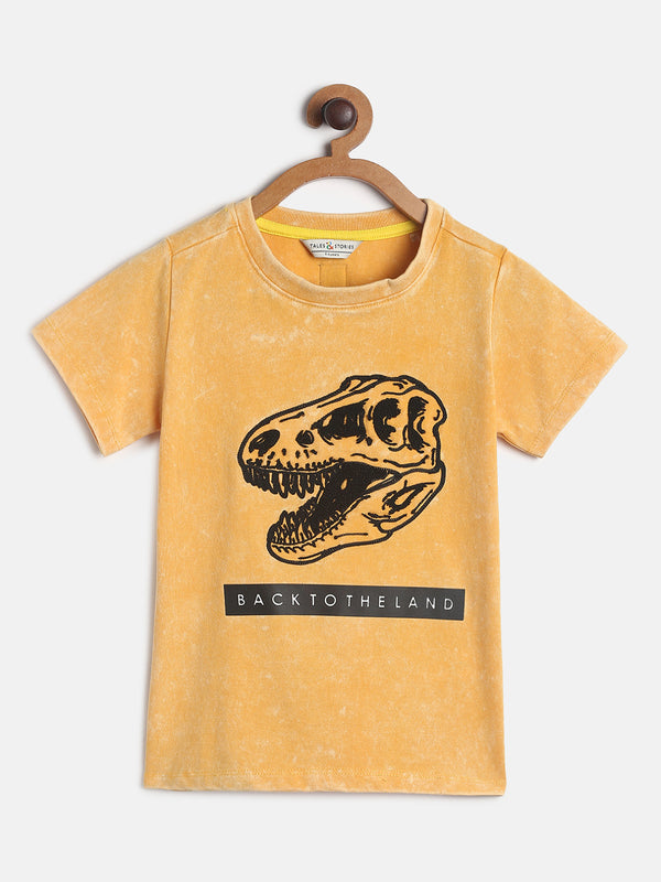 Boys Mustard Printed T-shirt
