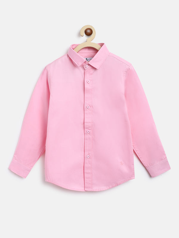 Boys Pink Cotton Shirt 