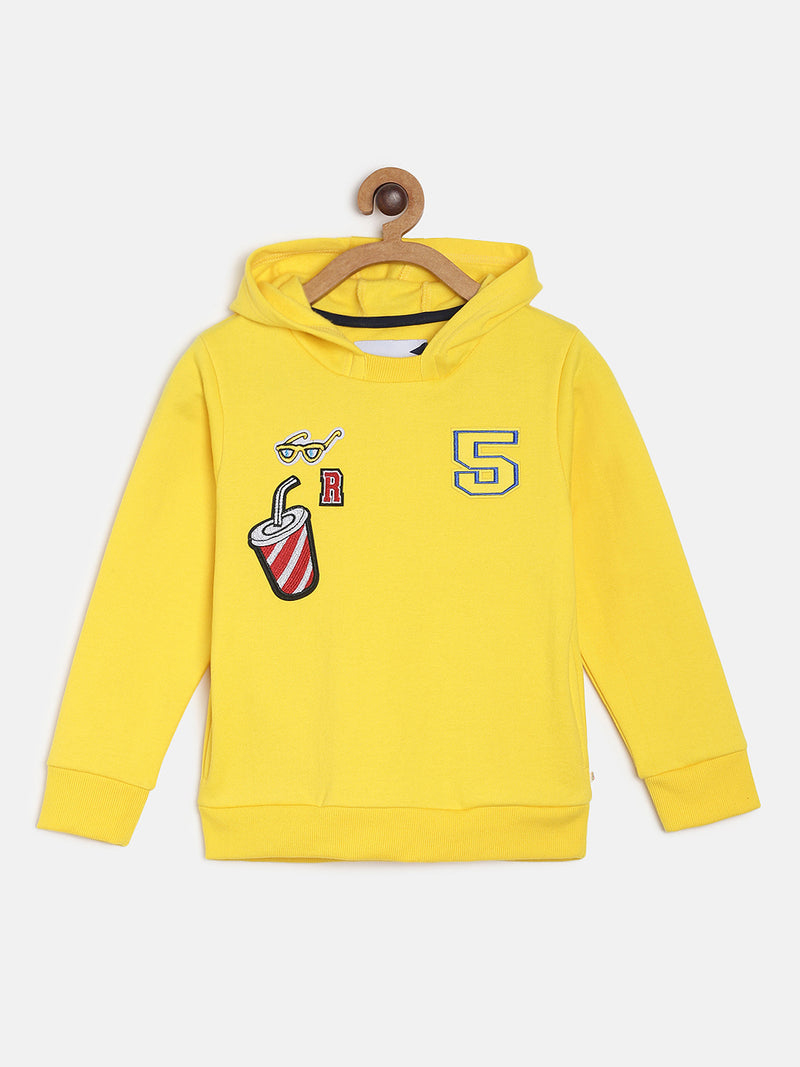 BOYS YELLOW CASUAL SWEATSHIRT WITH COLA PATCH