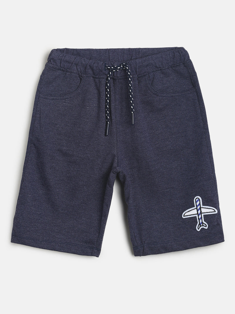 Boys Navy Blue Printed Shorts