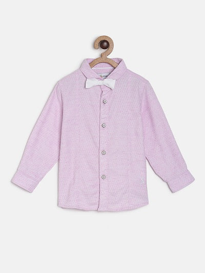 Boys Pink Cotton Printed Regular Shirt