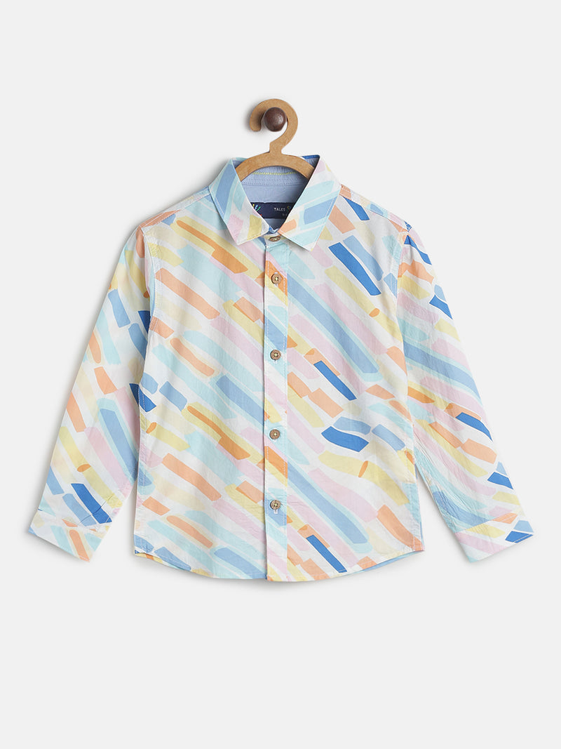 Boys Regular Fit Multi Color Cotton Shirt