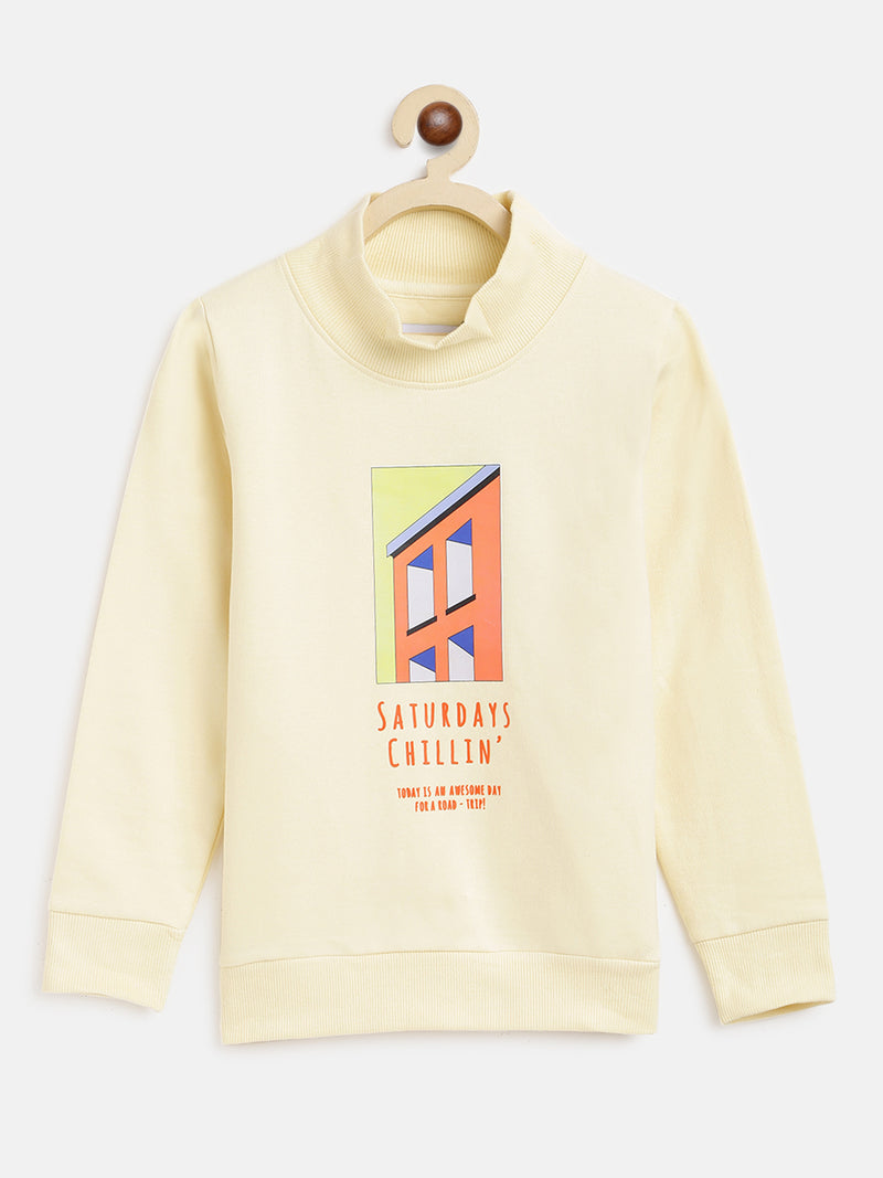 Boys Yellow Printed Sweatshirt 