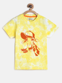 Boys Yellow Printed T-shirt