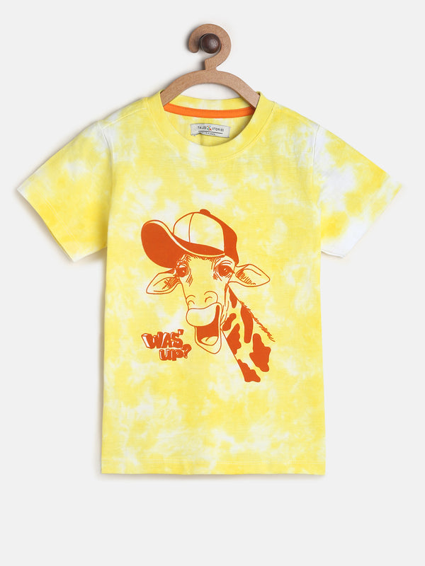 Boys Yellow Printed T-shirt