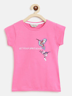 Girls Pink Embroidered T-Shirt