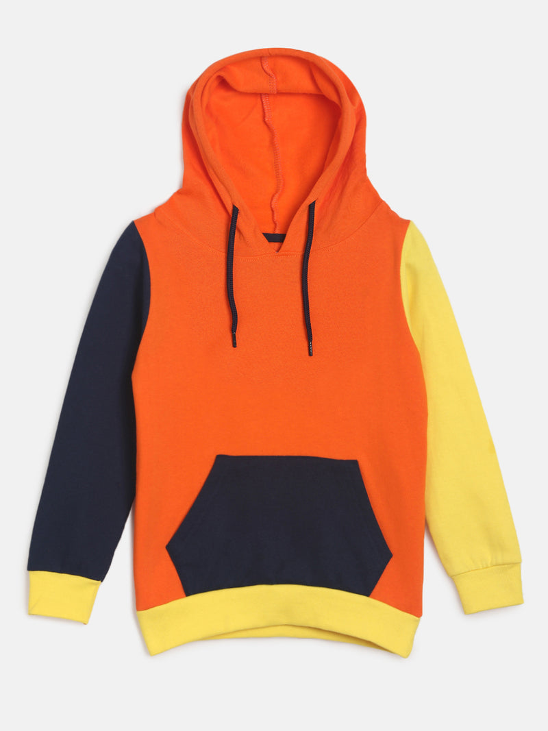 Boys Orange Regular Fit Casual Sweatshirt