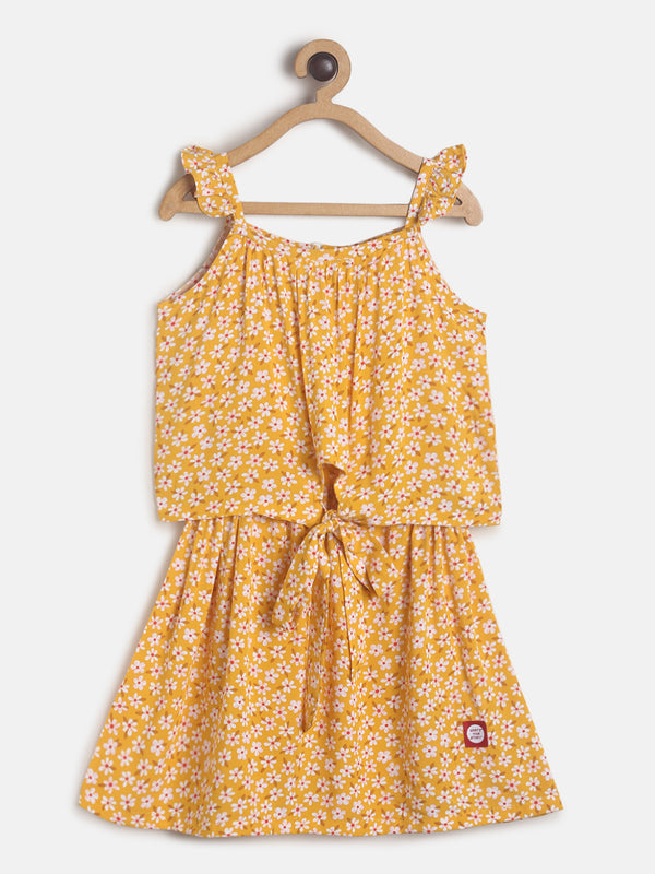 Girls Yellow Floral Cotton Dress