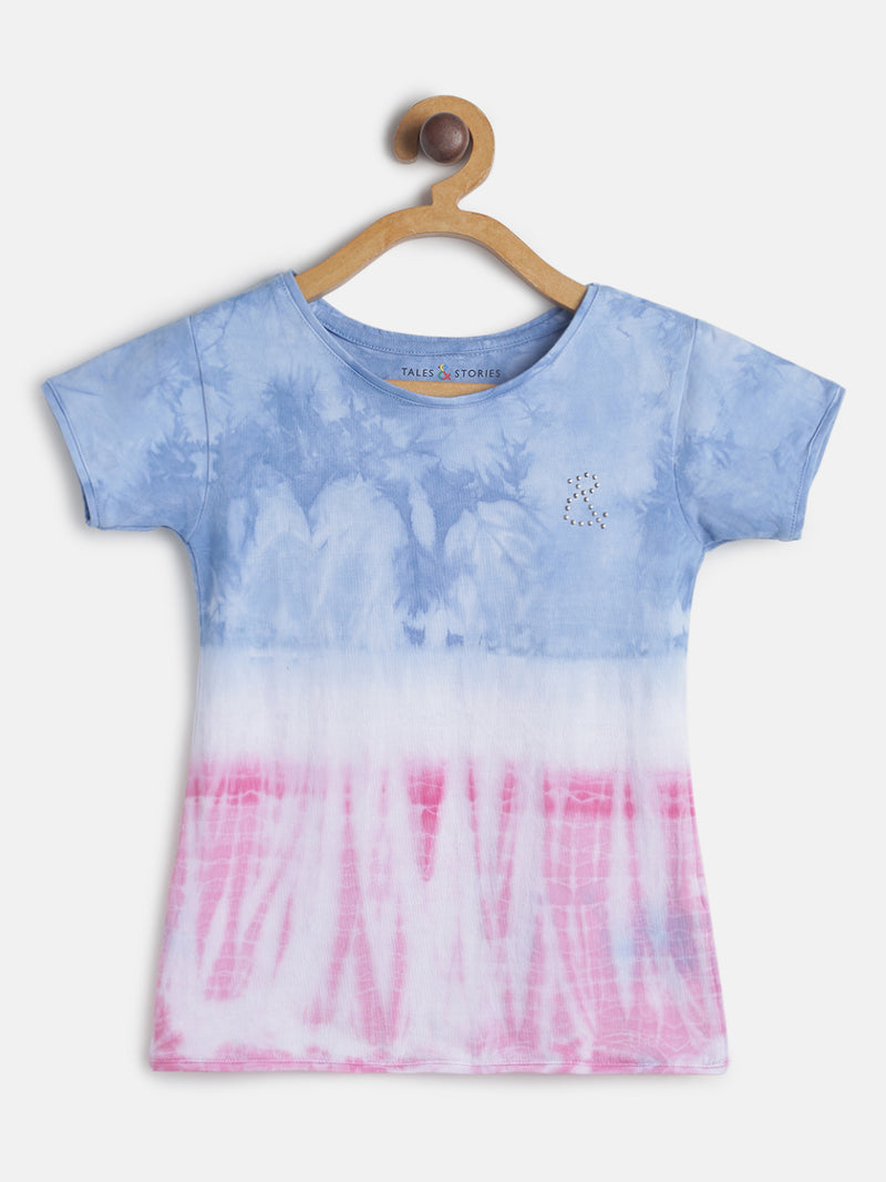 Girls Regular Fit Multi Color Cotton T-shirt