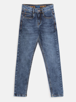 Boys Blue Heavy Fade Stretchable Jeans