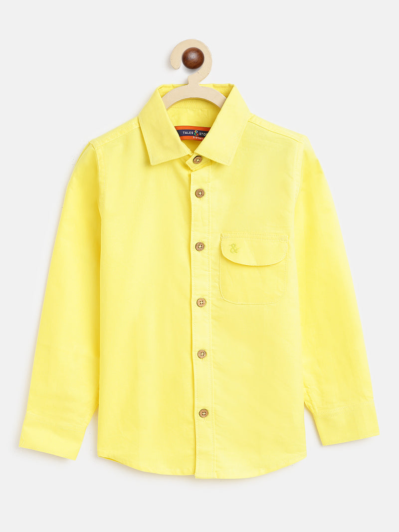 Boys Lime Yellow Cotton Shirt