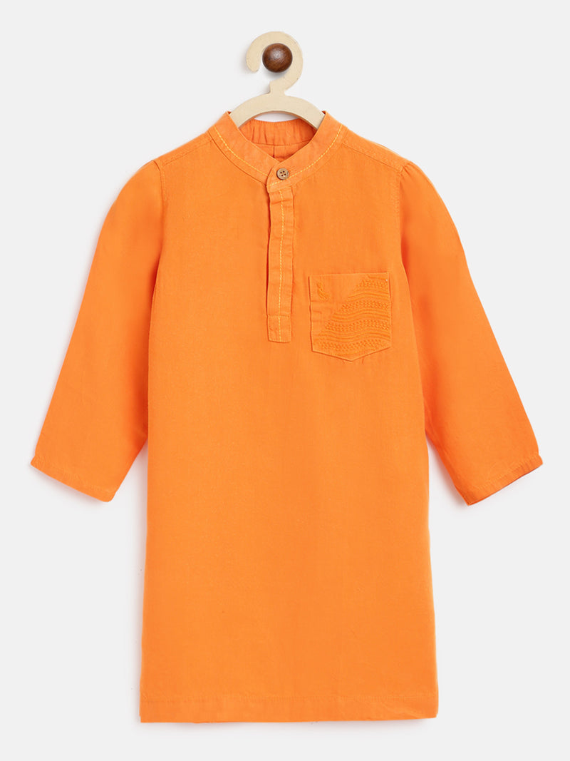 Boys Orange Casual Long Shirt