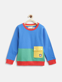 Boys Colour Block Sweatshirt With Patch Pocket