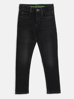 Boys Basic Slim Fit Black Casual Jeans