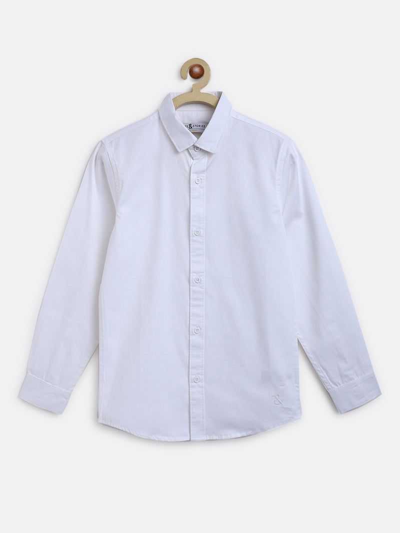 Boys White Cotton Shirt 