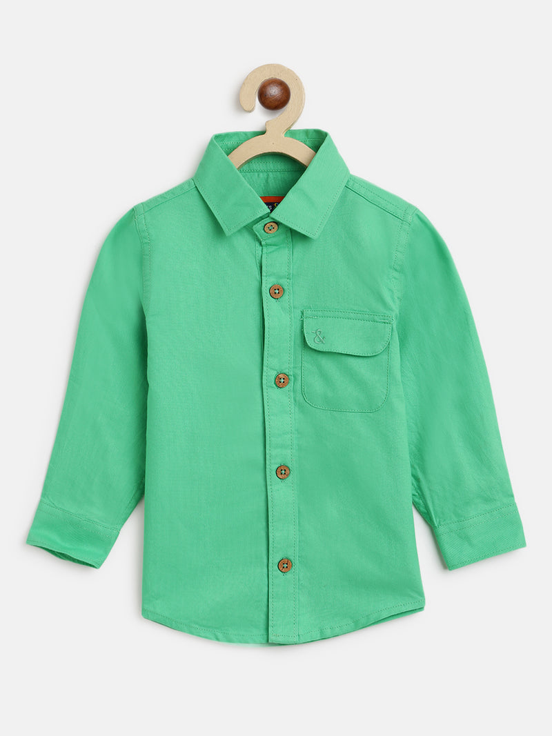 Boys Mint Green Cotton Shirt