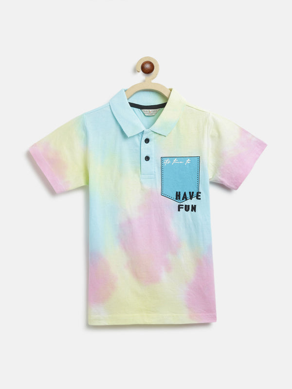 Boys Multicolour Printed Polo T-Shirt 