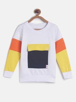 Boys Multi Color Regular Fit Sweatshirt With Front Pocket