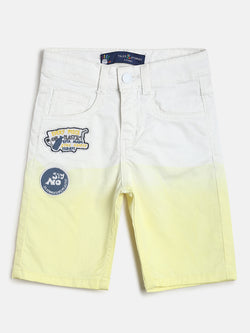 Boys Yellow Embroidered Cotton Shorts