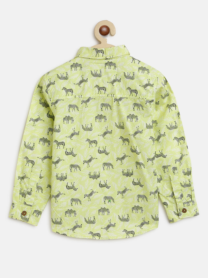 Boys Neon Green Animal Print Shirt