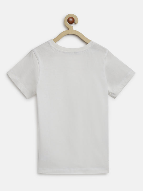 Boys White Solid Cotton T-Shirt 