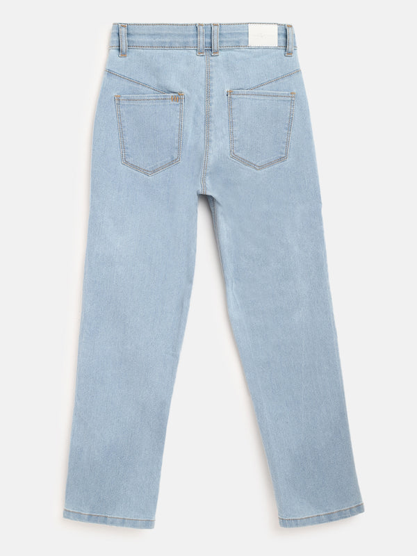 Girls Light Blue Relaxed Fit Jeans