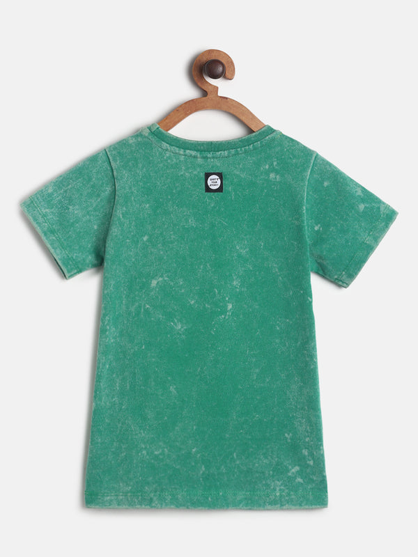 Boys Green Printed T-shirt