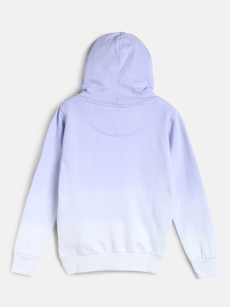 Girls Blue Ombre Printed Sweatshirt With Hood